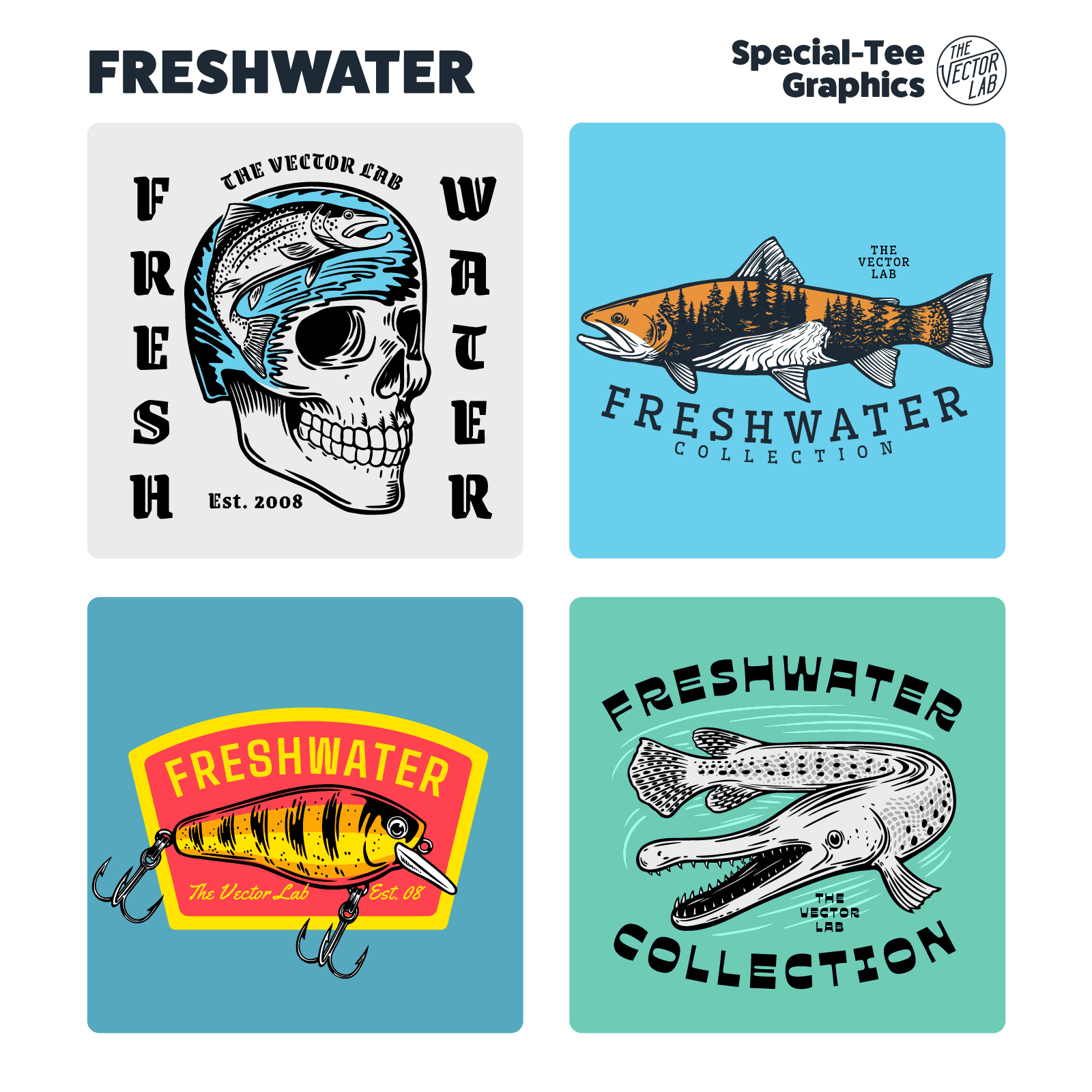 Freshwater Fishing Graphic and Logo Templates