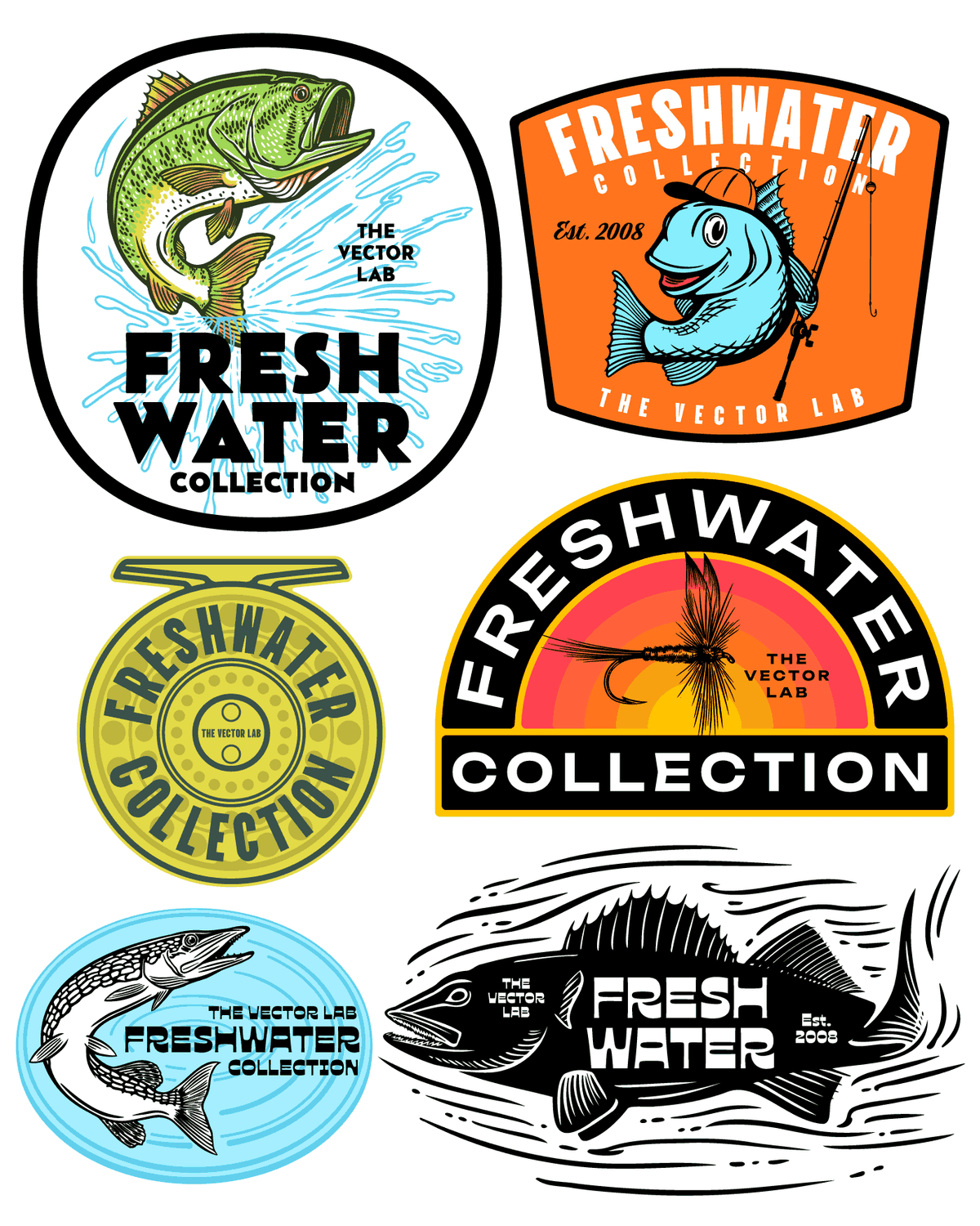 Freshwater Fishing Graphic and Logo Templates