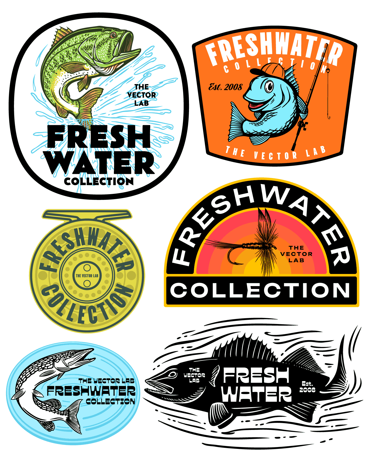 Freshwater Fishing Graphic and Logo Templates
