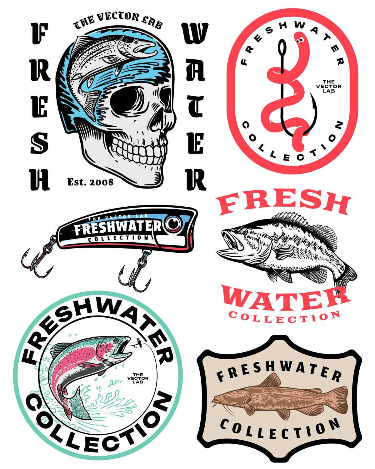 Freshwater Fishing Graphic and Logo Templates