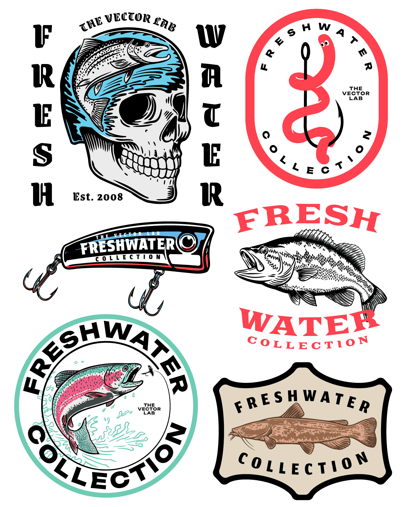 Freshwater Fishing Graphic and Logo Templates