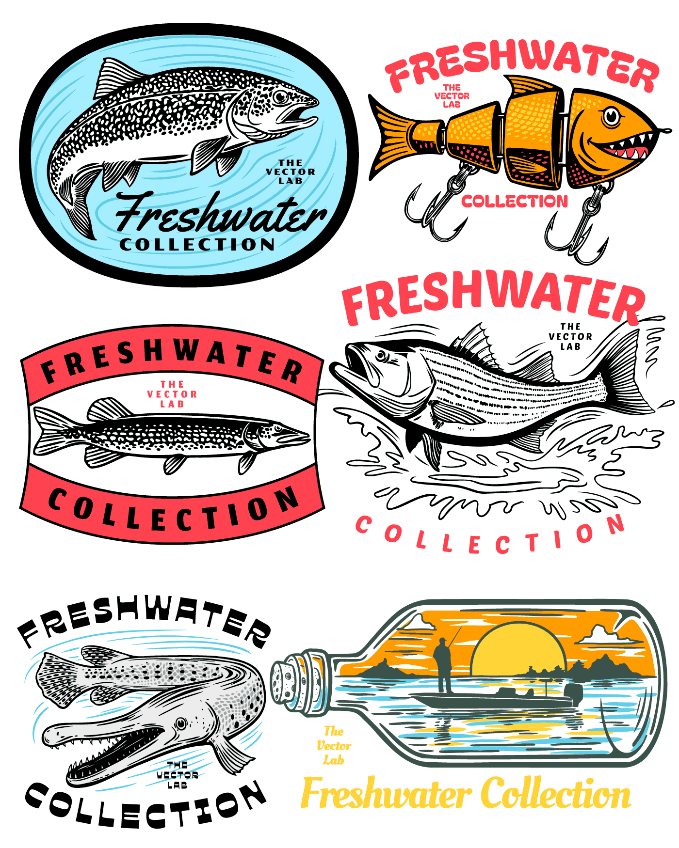 Freshwater Fishing Graphic and Logo Templates