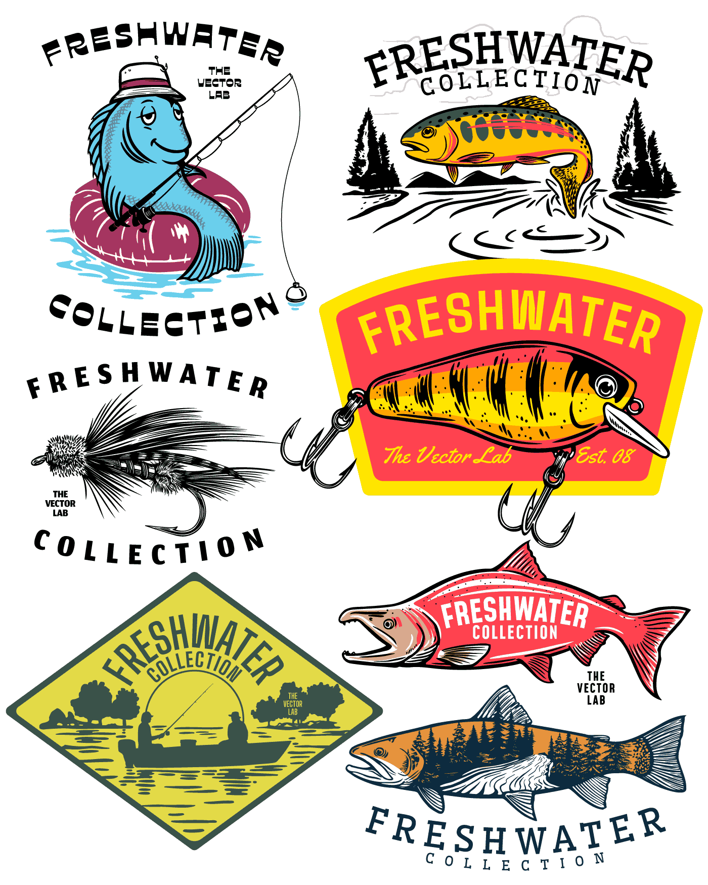 Freshwater Fishing Graphic and Logo Templates