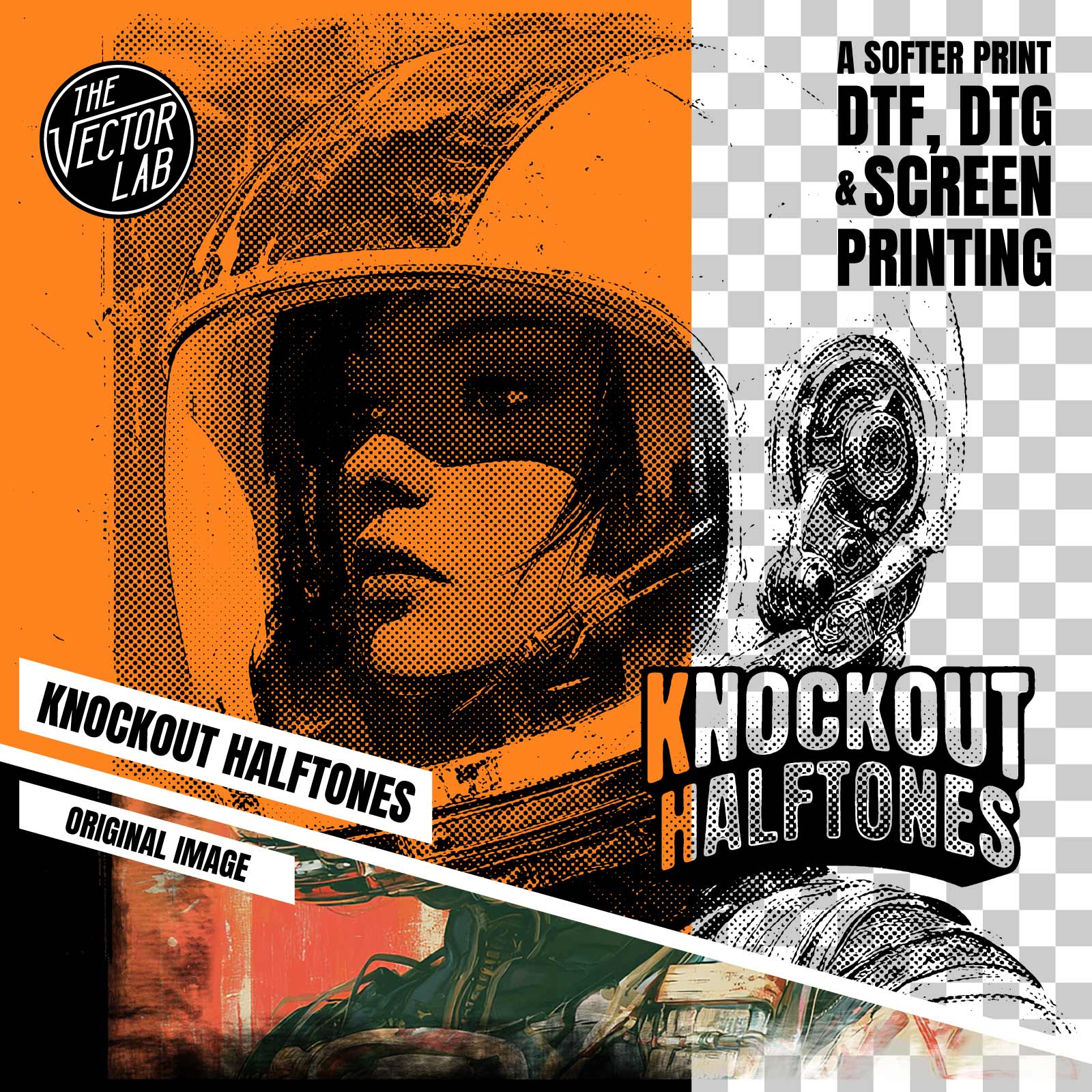 Knockout Halftones - transform your photos and graphics into transparent halftone images.
