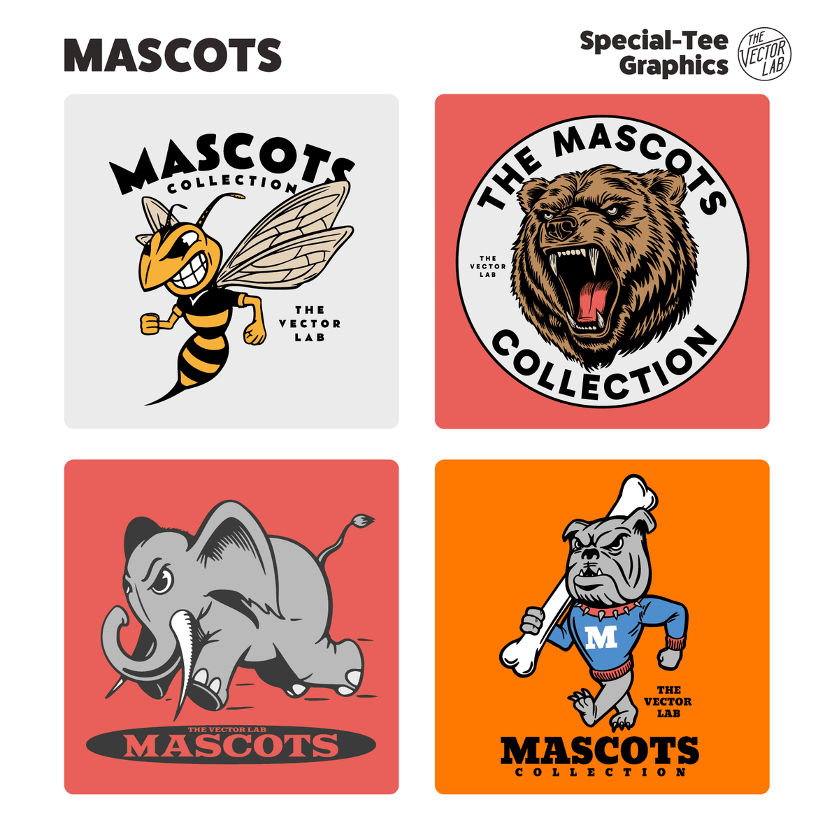 Mascots animals school spirit sports team graphic logo templates