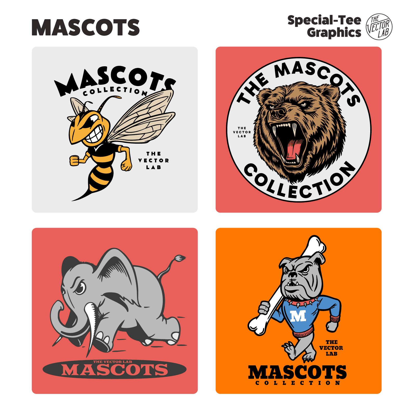 Mascots animals school spirit sports team graphic logo templates