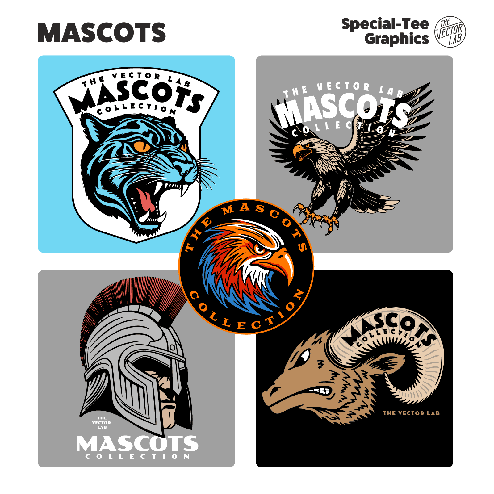 Mascots animals school spirit sports team graphic logo templates