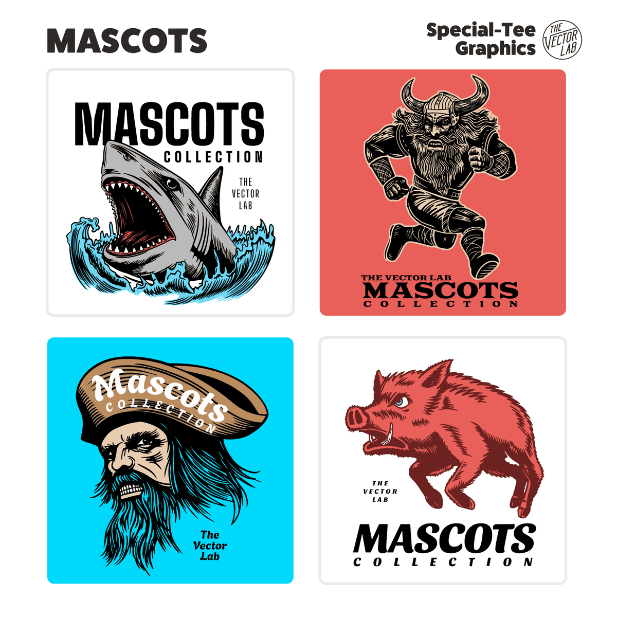 Mascots animals school spirit sports team graphic logo templates