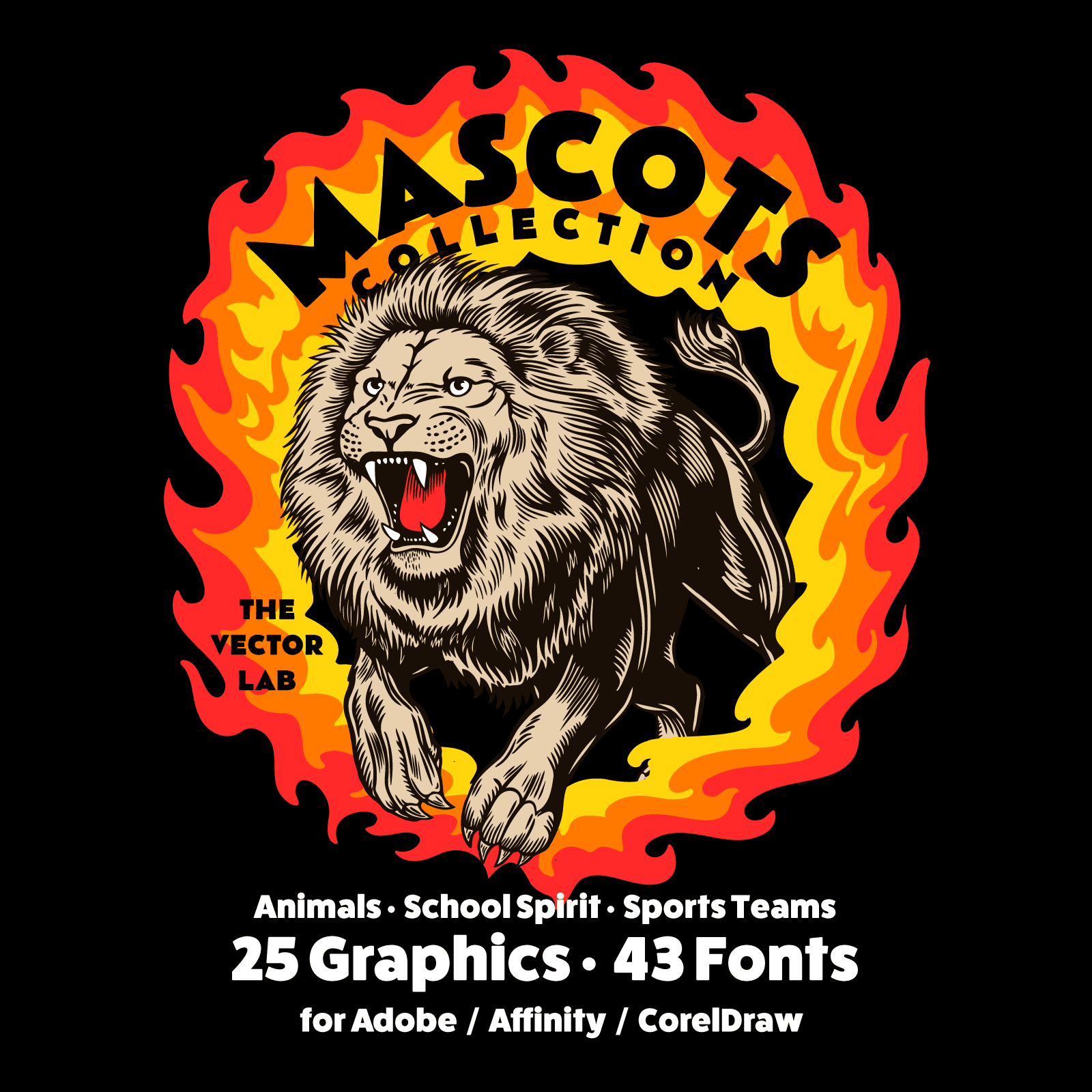 Mascots animals school spirit sports team graphic logo templates