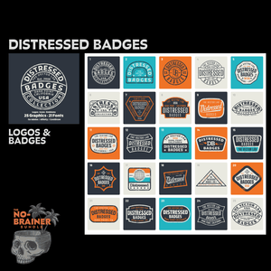 Distressed Badges - No Brainer T-Shirt Design Bundle