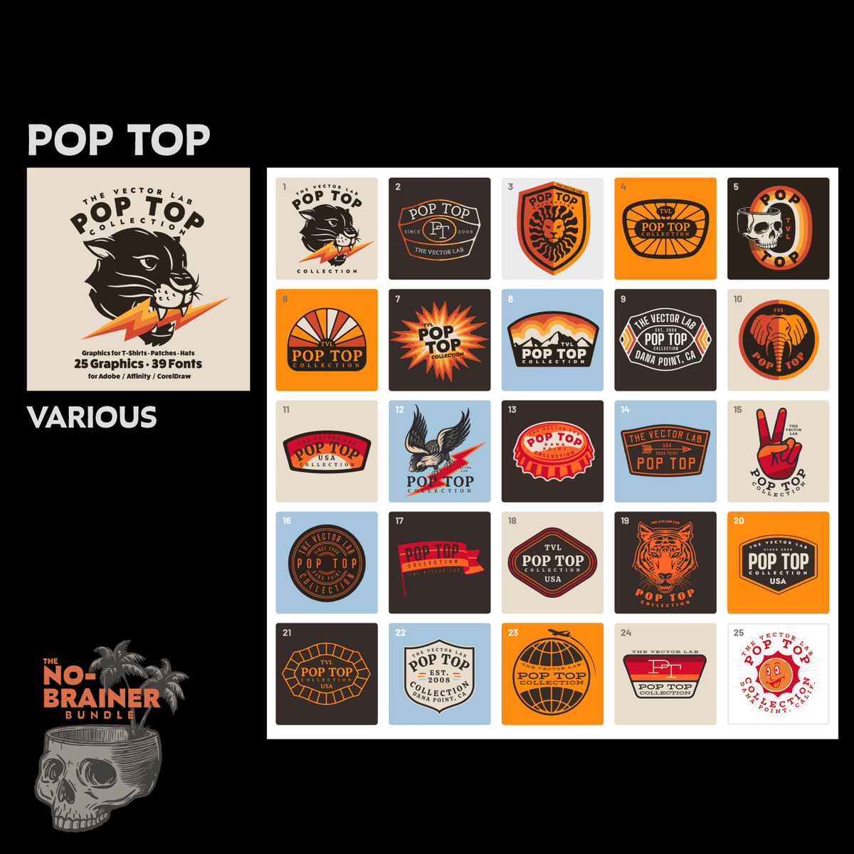 Pop Top - No Brainer T-Shirt Design Bundle