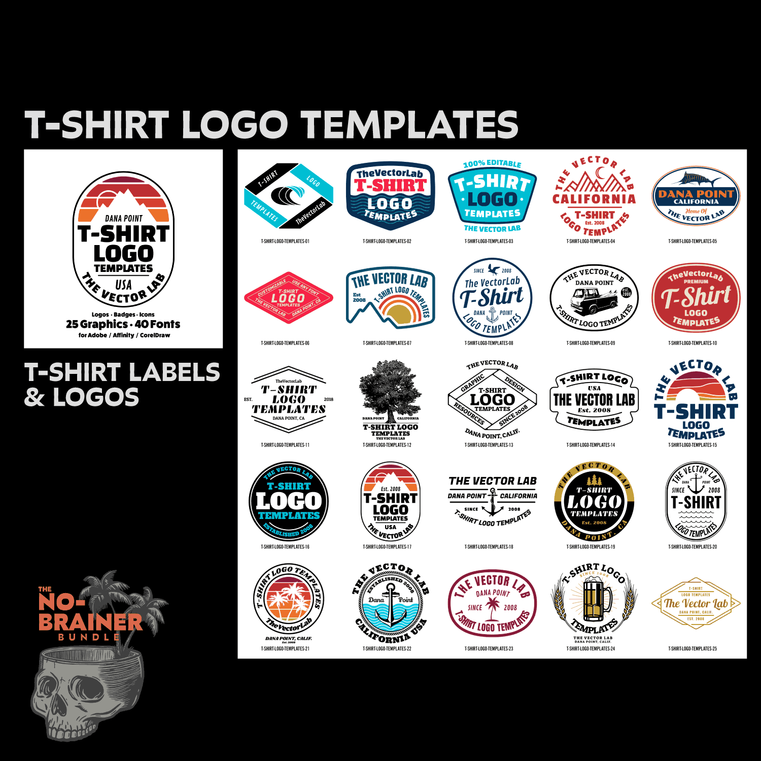 T-Shirt Logos - No Brainer T-Shirt Design Bundle