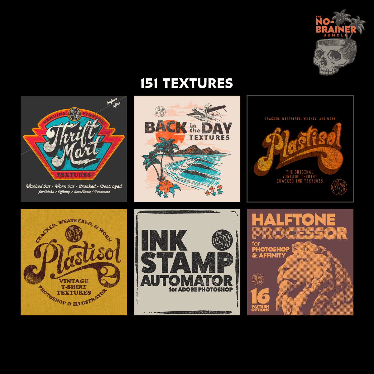 Textures - No Brainer T-Shirt Design Bundle
