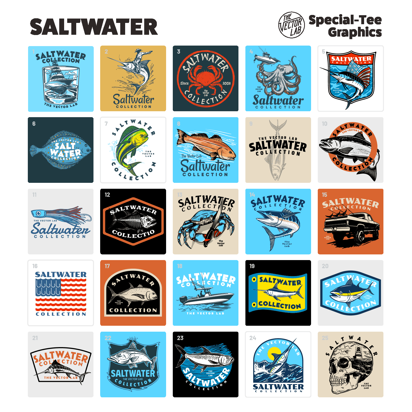 Saltwater ocean fishing graphics