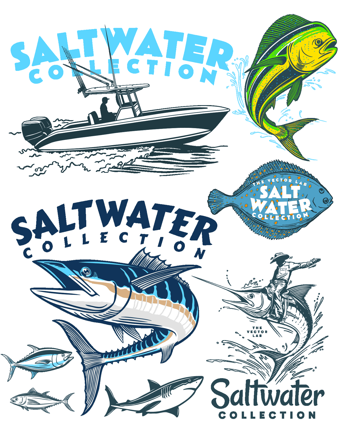 Saltwater ocean fishing graphics