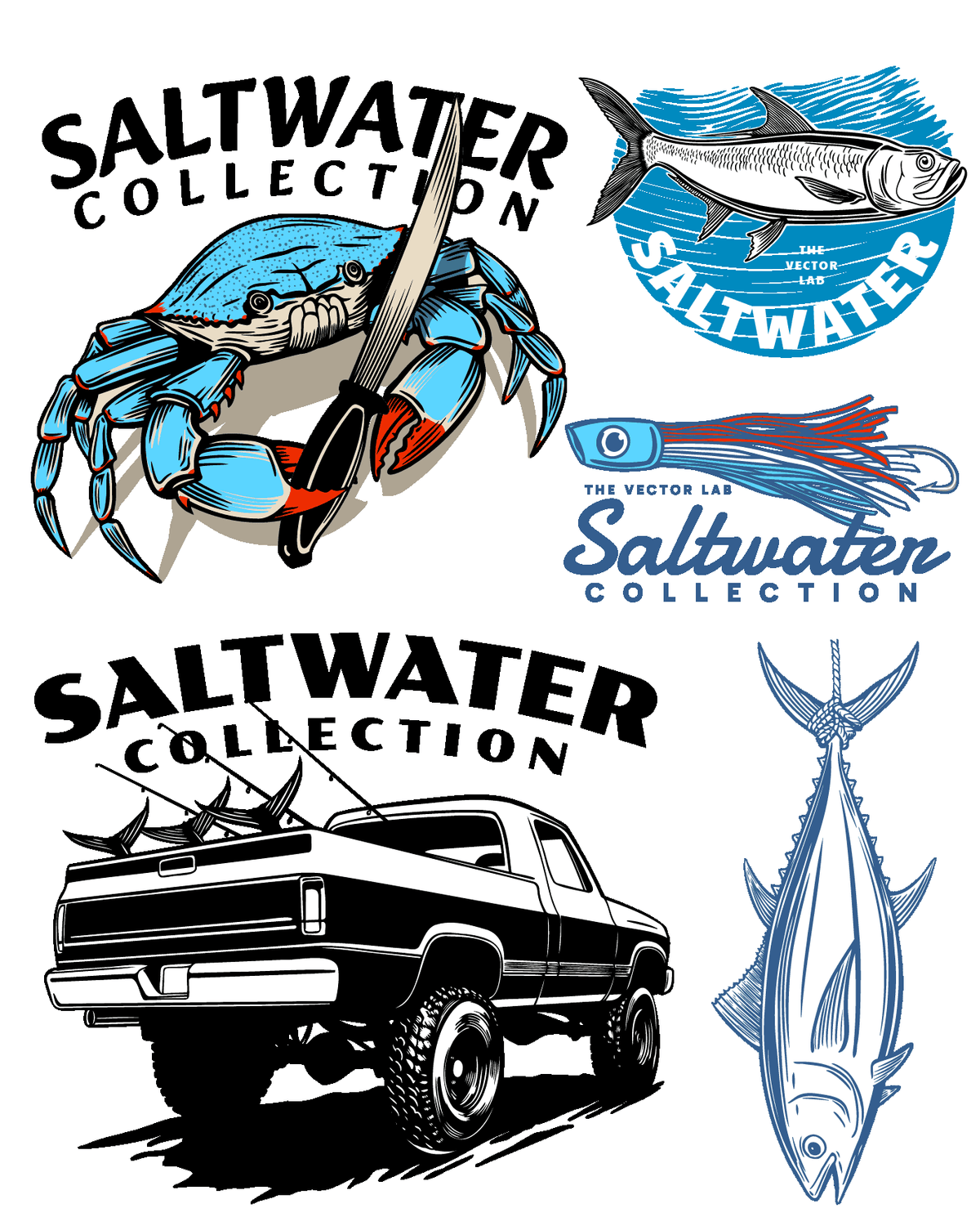 Saltwater ocean fishing graphics
