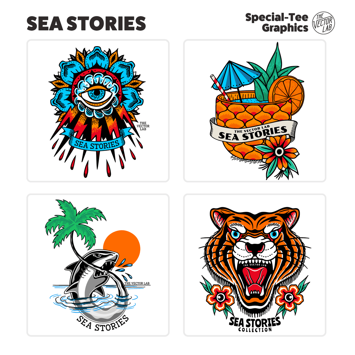 Sea Stories tattoo graphic logo templates