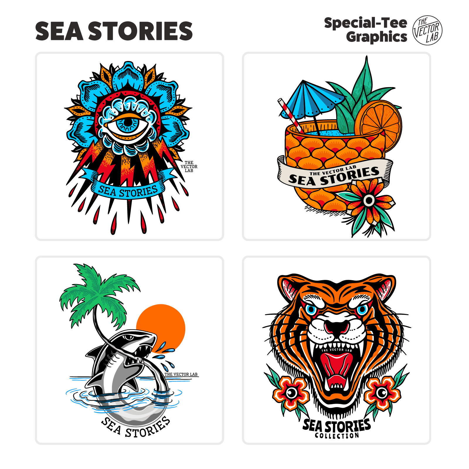 Sea Stories tattoo graphic logo templates