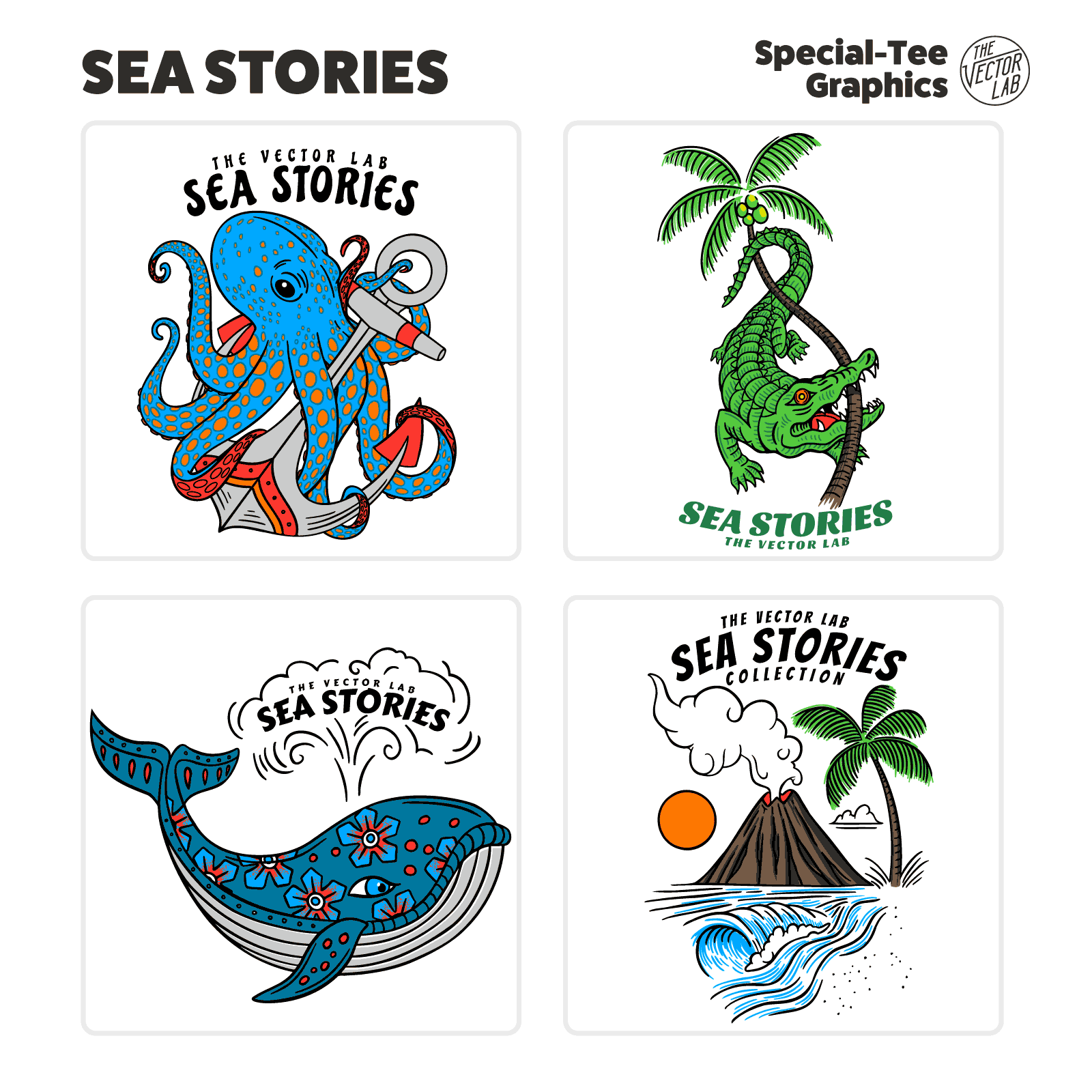 Sea Stories tattoo graphic logo templates