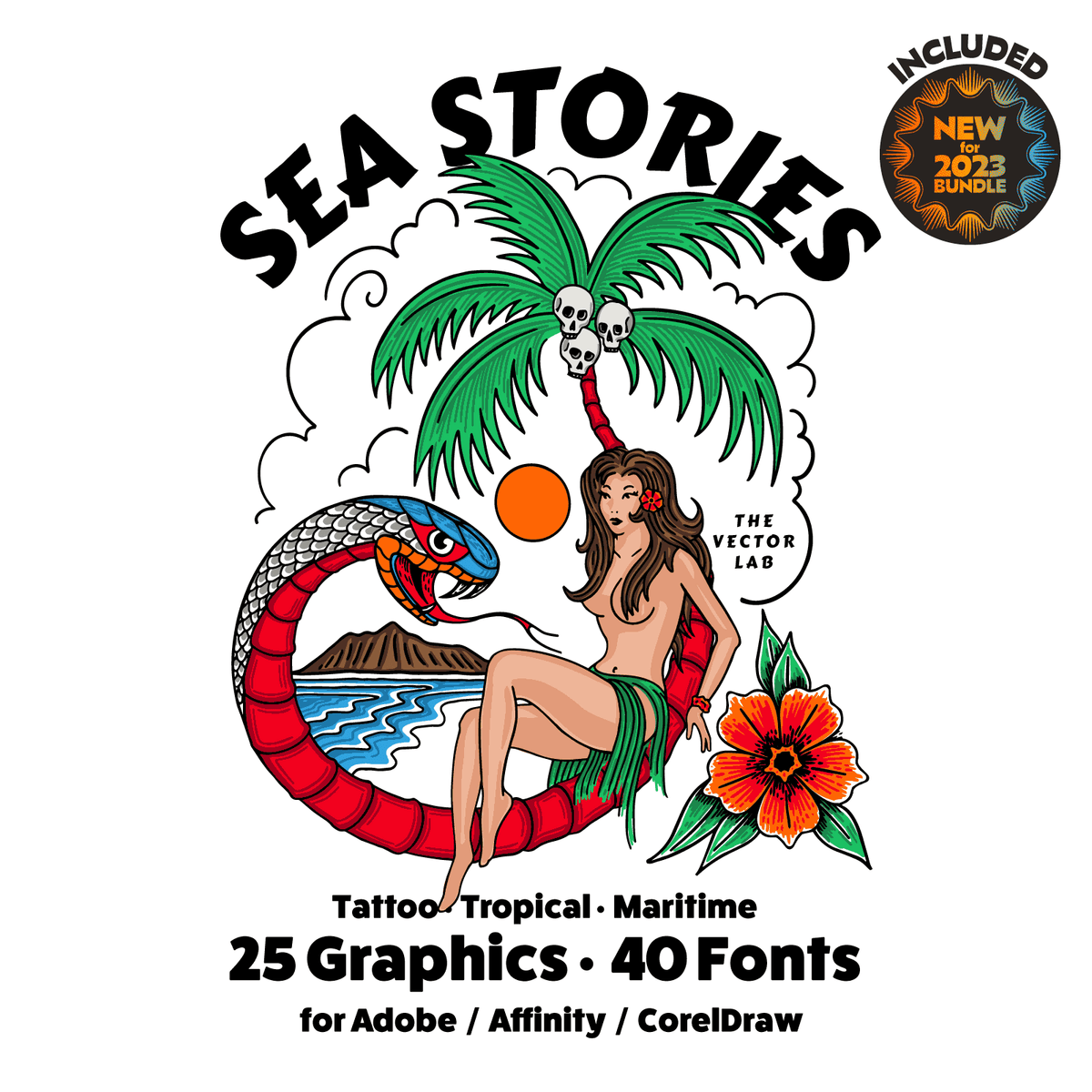 Sea Stories tattoo graphic logo templates