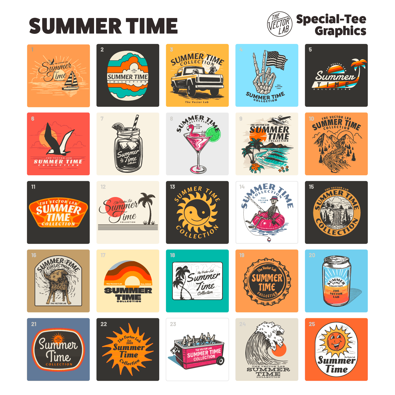 Summer Time Graphic Logo Templates