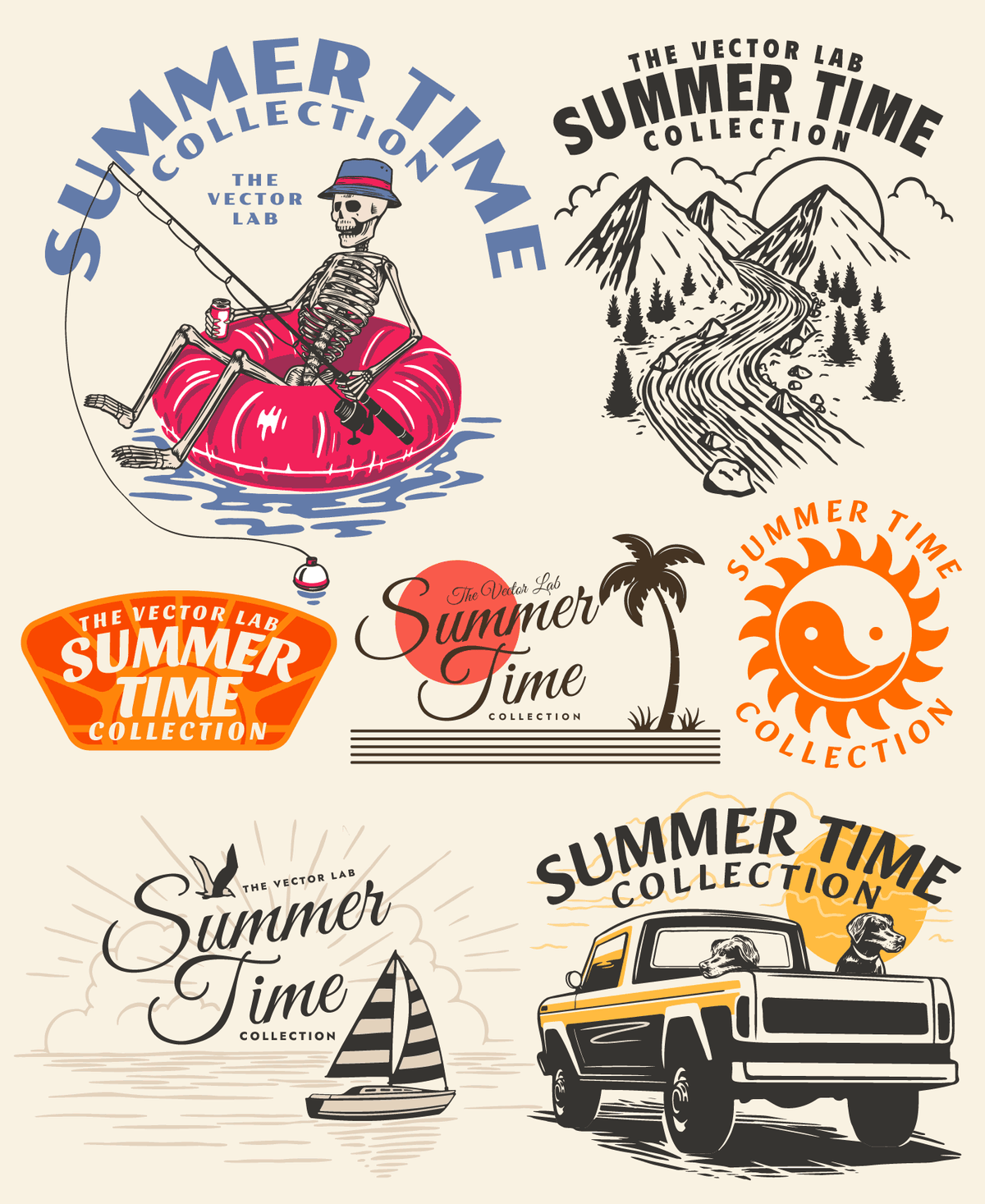 Summer Time Graphic Logo Templates