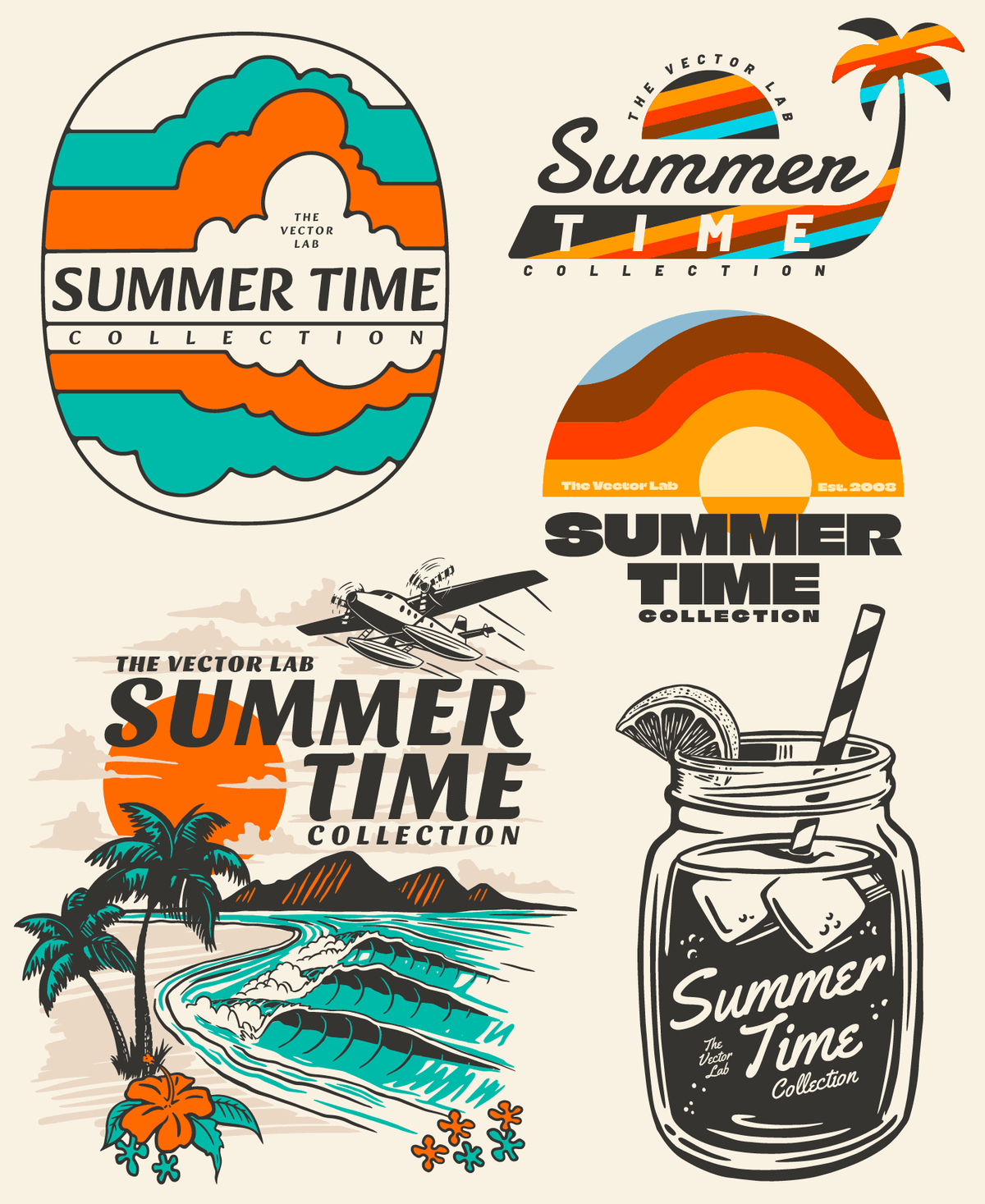 Summer Time Graphic Logo Templates