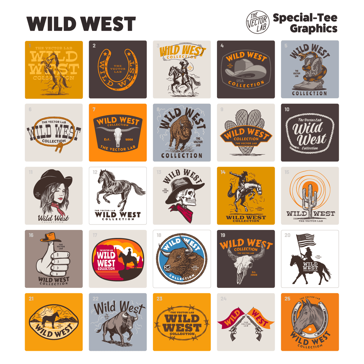 Wild West Graphic Logo Templates Western Cowboy Rodeo