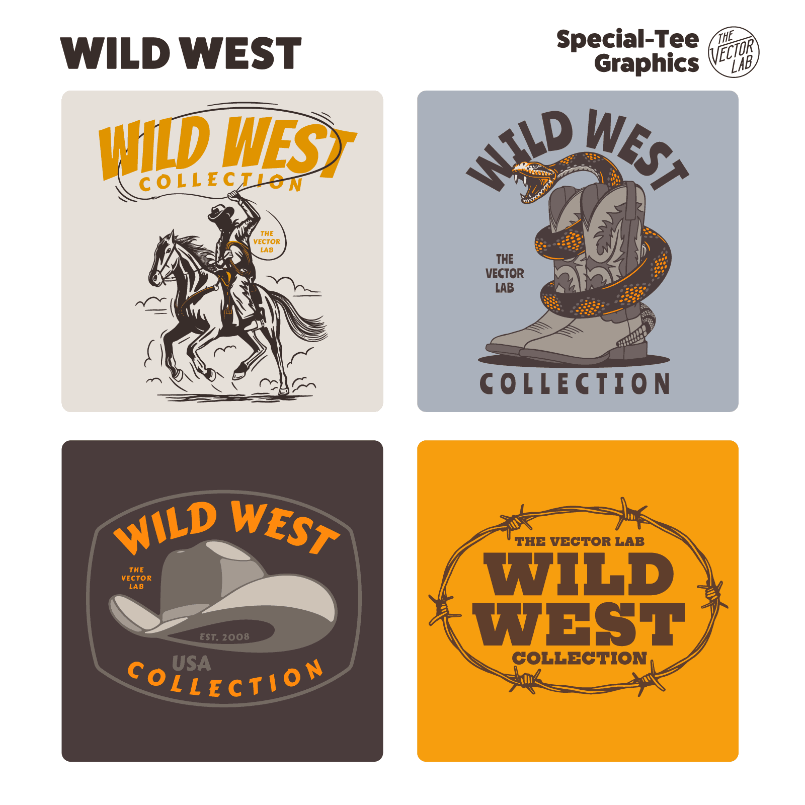 Wild West Graphic Logo Templates Western Cowboy Rodeo
