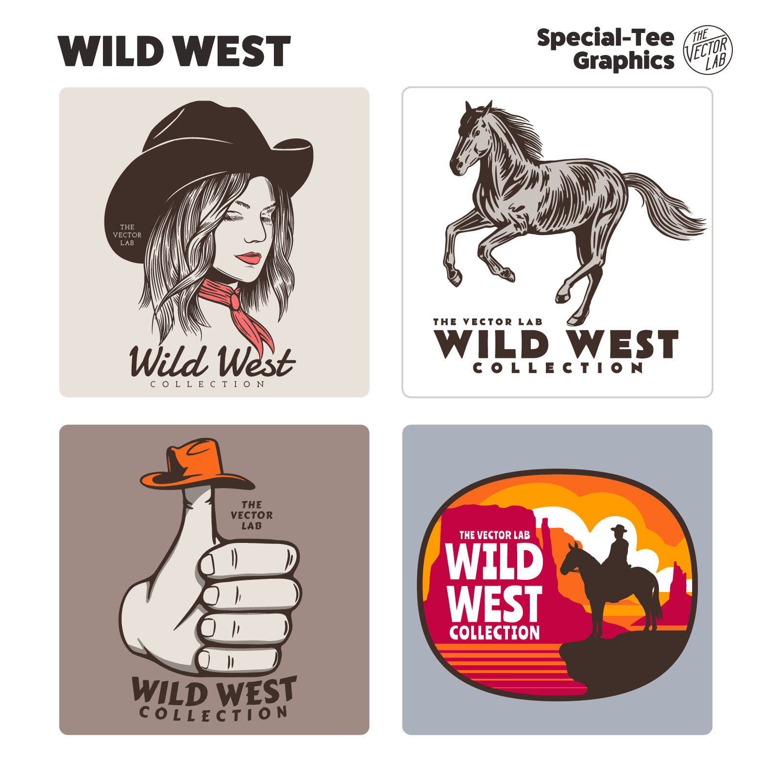 Wild West Graphic Logo Templates Western Cowboy Rodeo