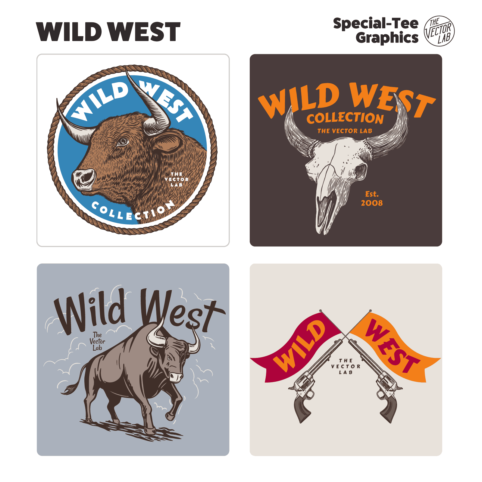 Wild West Graphic Logo Templates Western Cowboy Rodeo