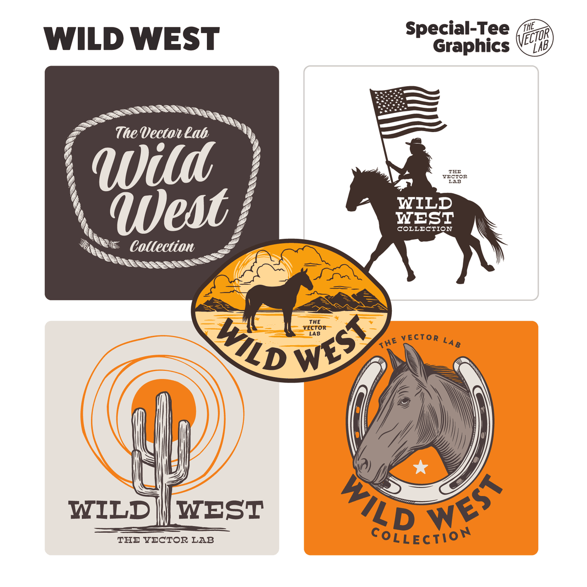 Wild West Graphic Logo Templates Western Cowboy Rodeo