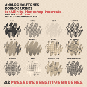 Analog Halftones - Brushes for Photoshop, Affinity, Procreate