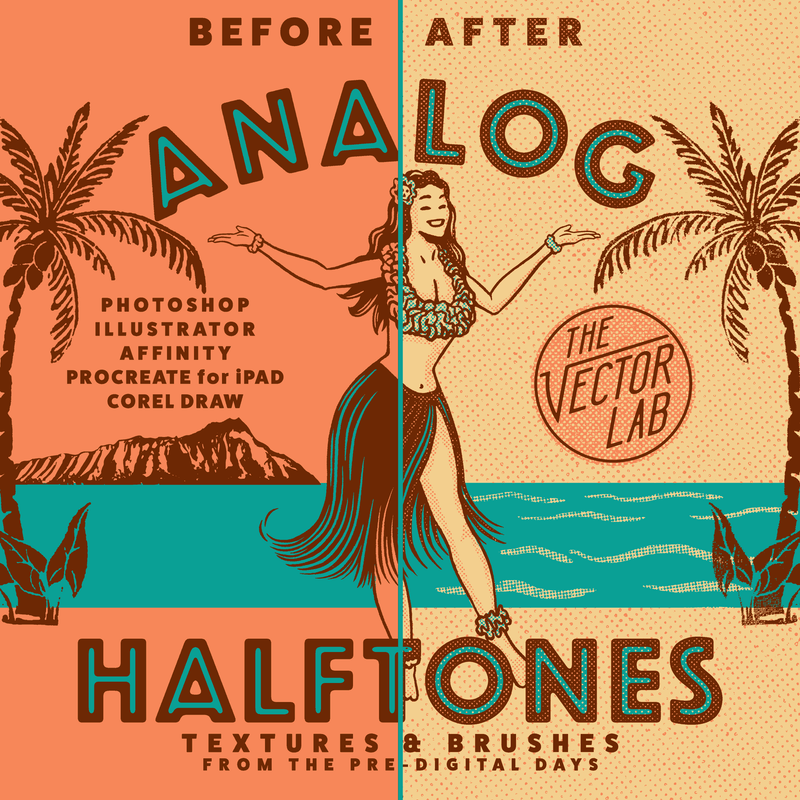 Analog Halftone Textures and Brushes - TheVectorLab