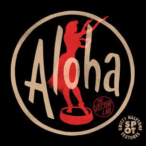 Aloha Hula Girl Logo - Gritty Halftone Spot Textures - TheVectorLab