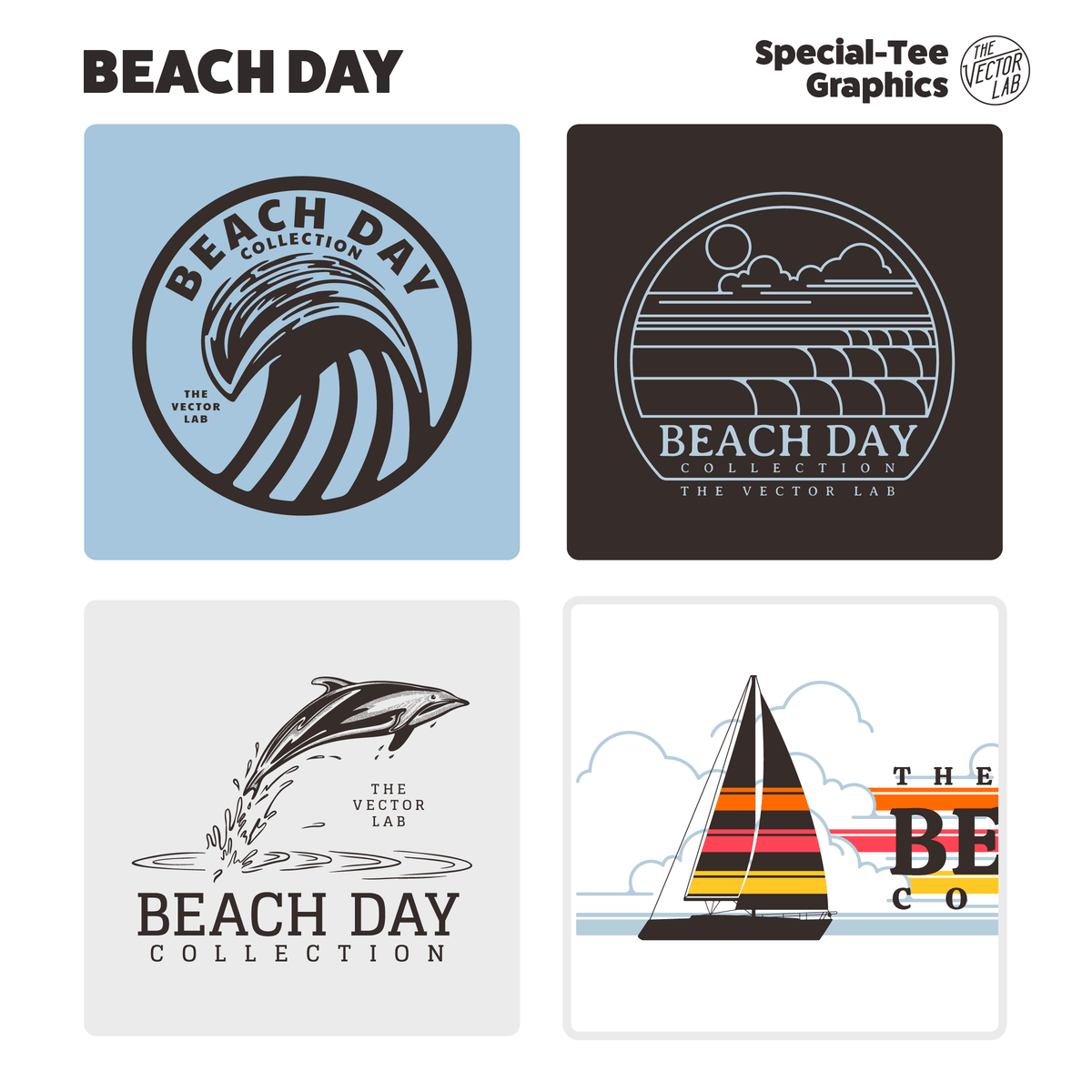 Beach Day Graphic and Logo Templates for Adobe Affinity CorelDraw