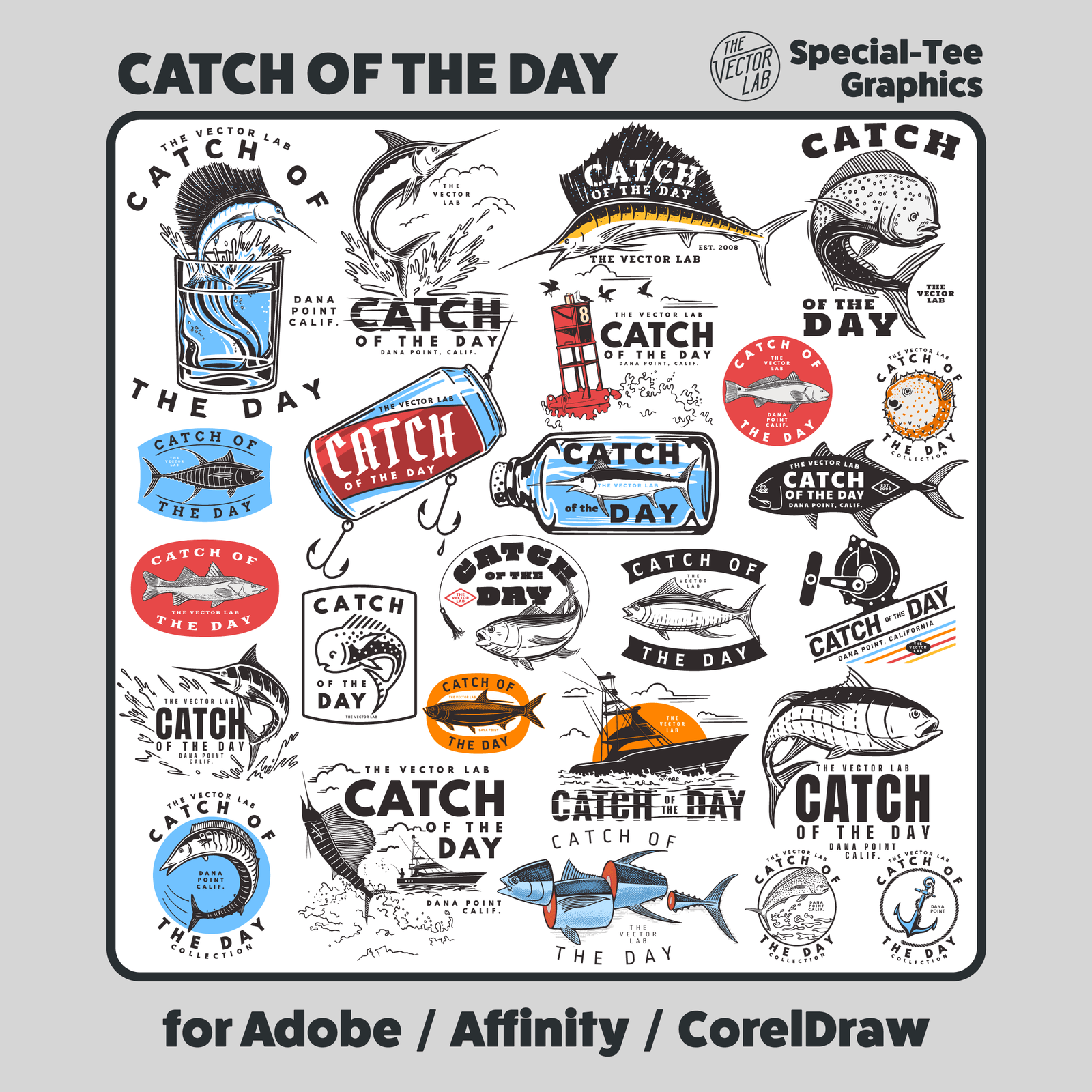 Catch of the Day Fishing Graphics for Adobe Affinity CorelDraw