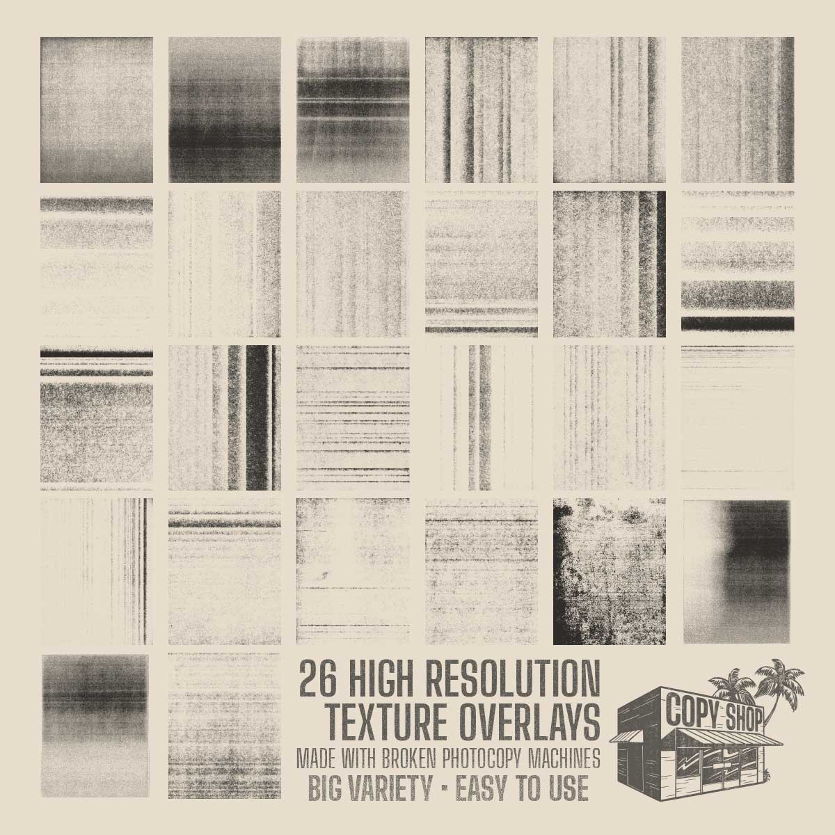 Copy Shop Photocopy Textures for Adobe Affinity Corel