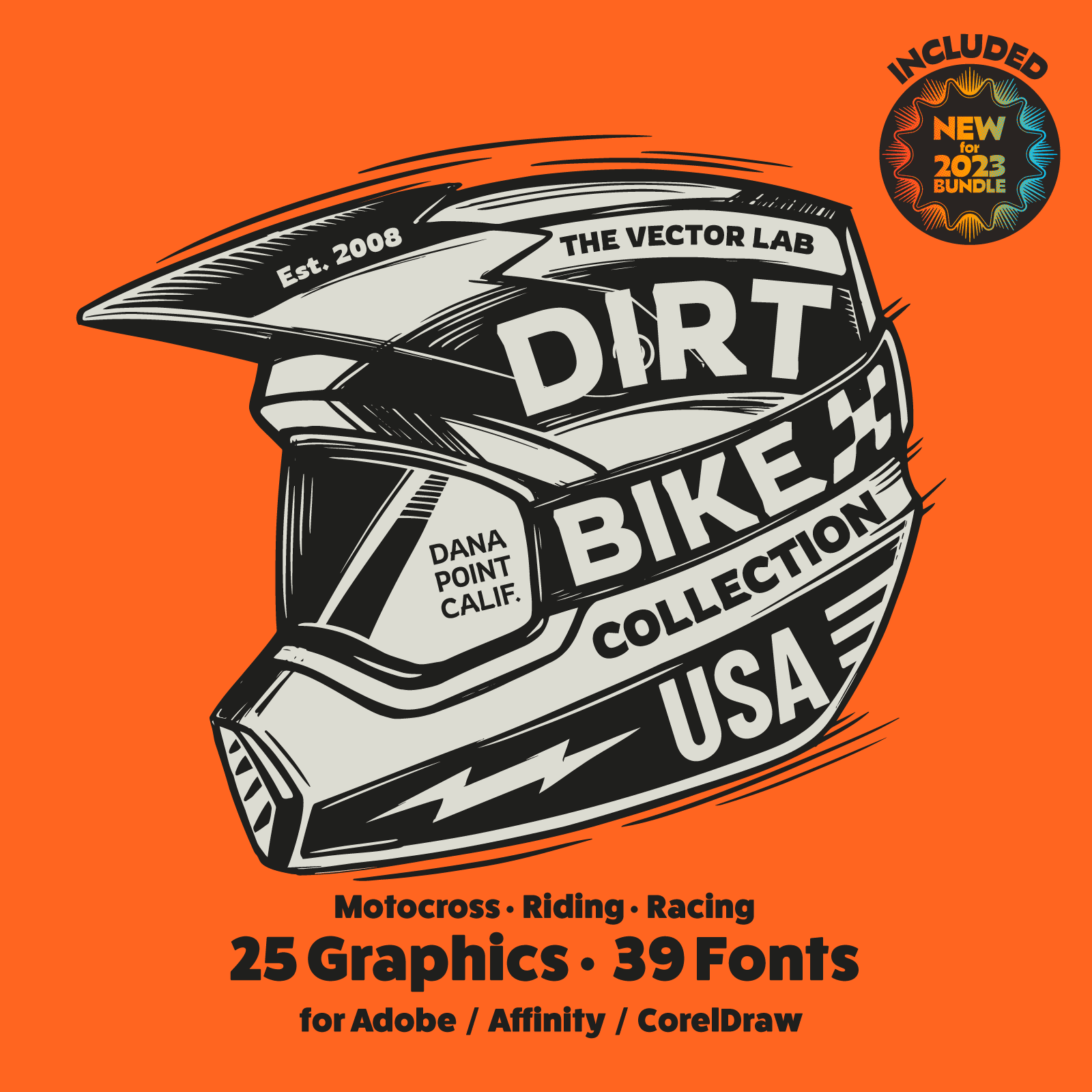 Dirt Bike Graphic Logo Templates for Adobe Affinity Corel
