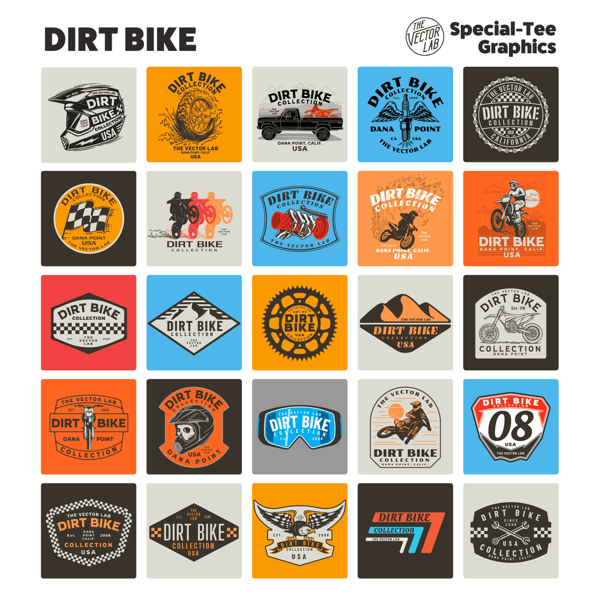 Dirt Bike Graphic Logo Templates for Adobe Affinity Corel