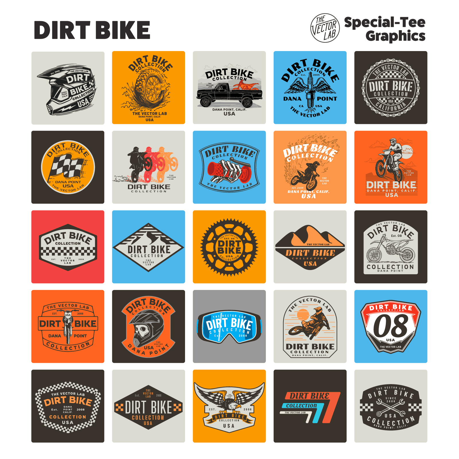 Dirt Bike Graphic Logo Templates for Adobe Affinity Corel