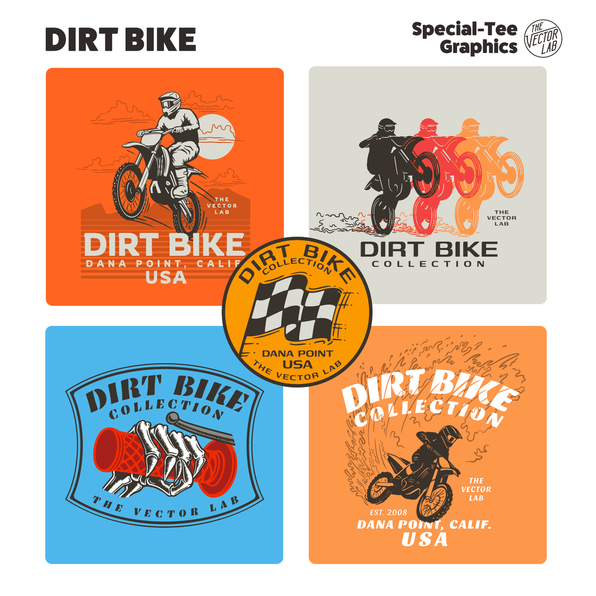 Dirt Bike Graphic Logo Templates for Adobe Affinity Corel
