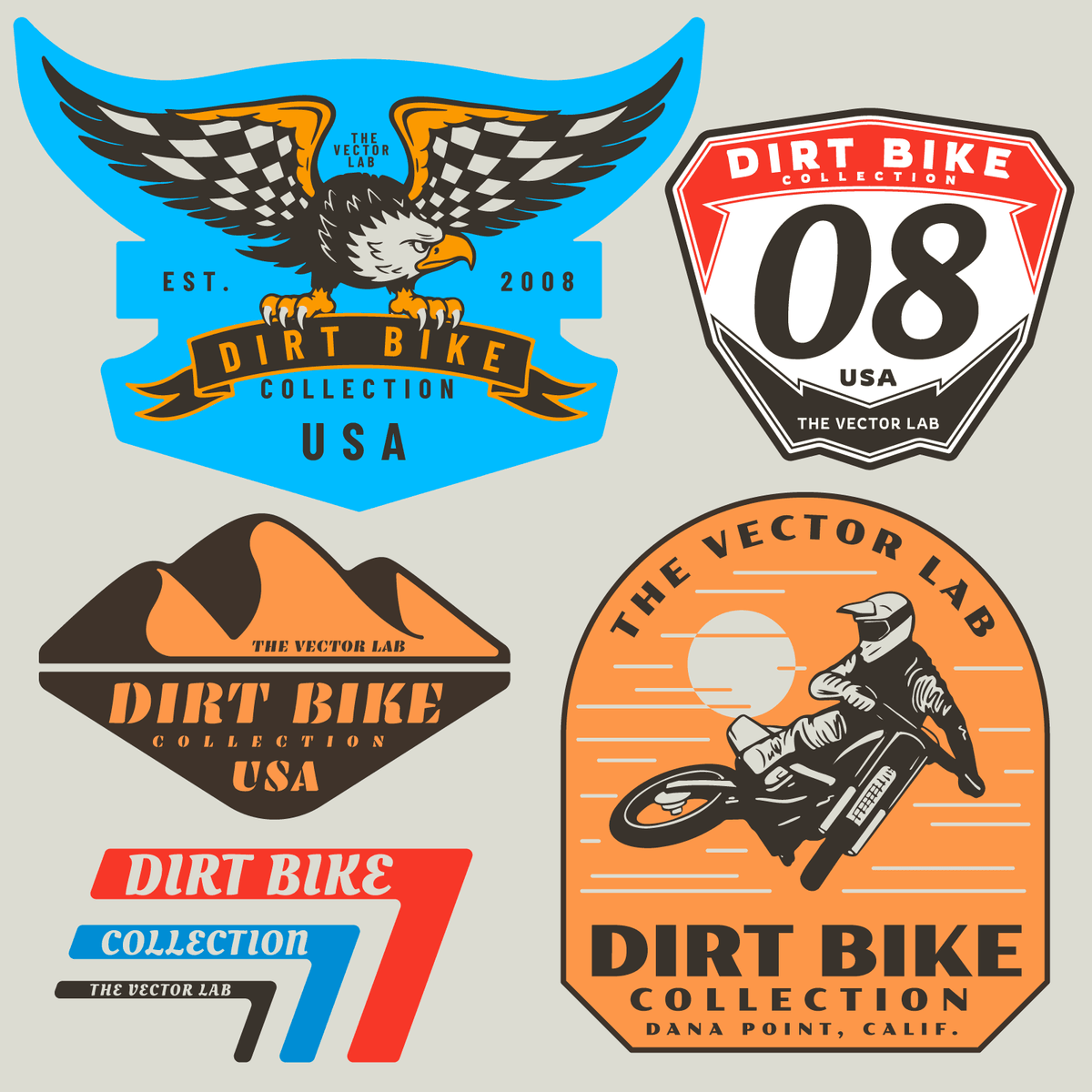 Dirt Bike Graphic Logo Templates for Adobe Affinity Corel