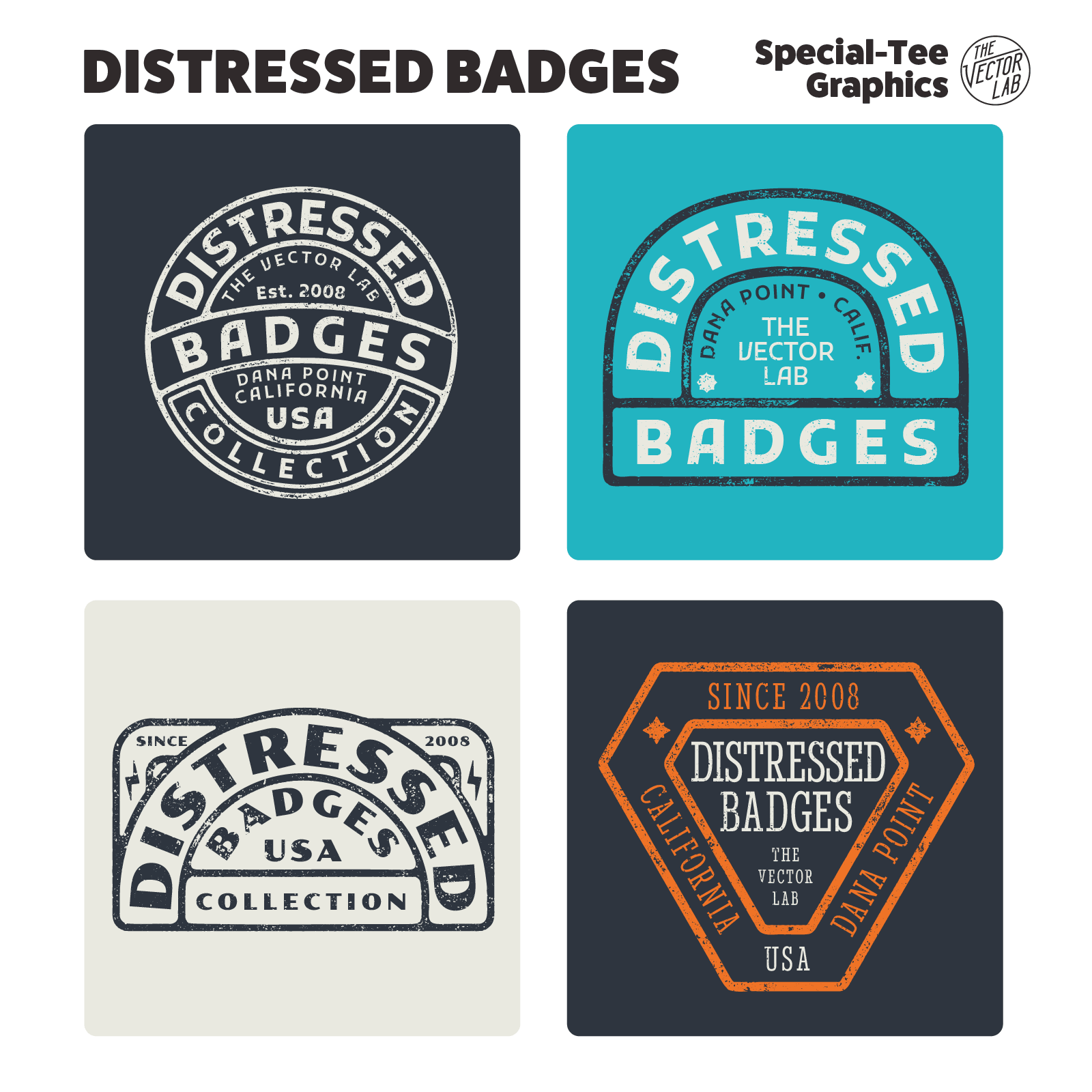 Distressed Badges Logos Icons for Adobe Affinity CorelDraw