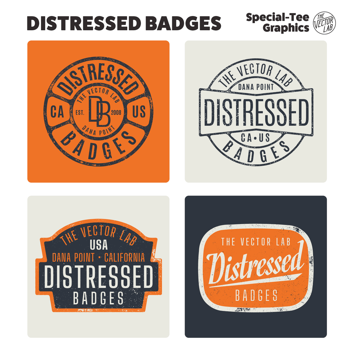 Distressed Badges Logos Icons for Adobe Affinity CorelDraw