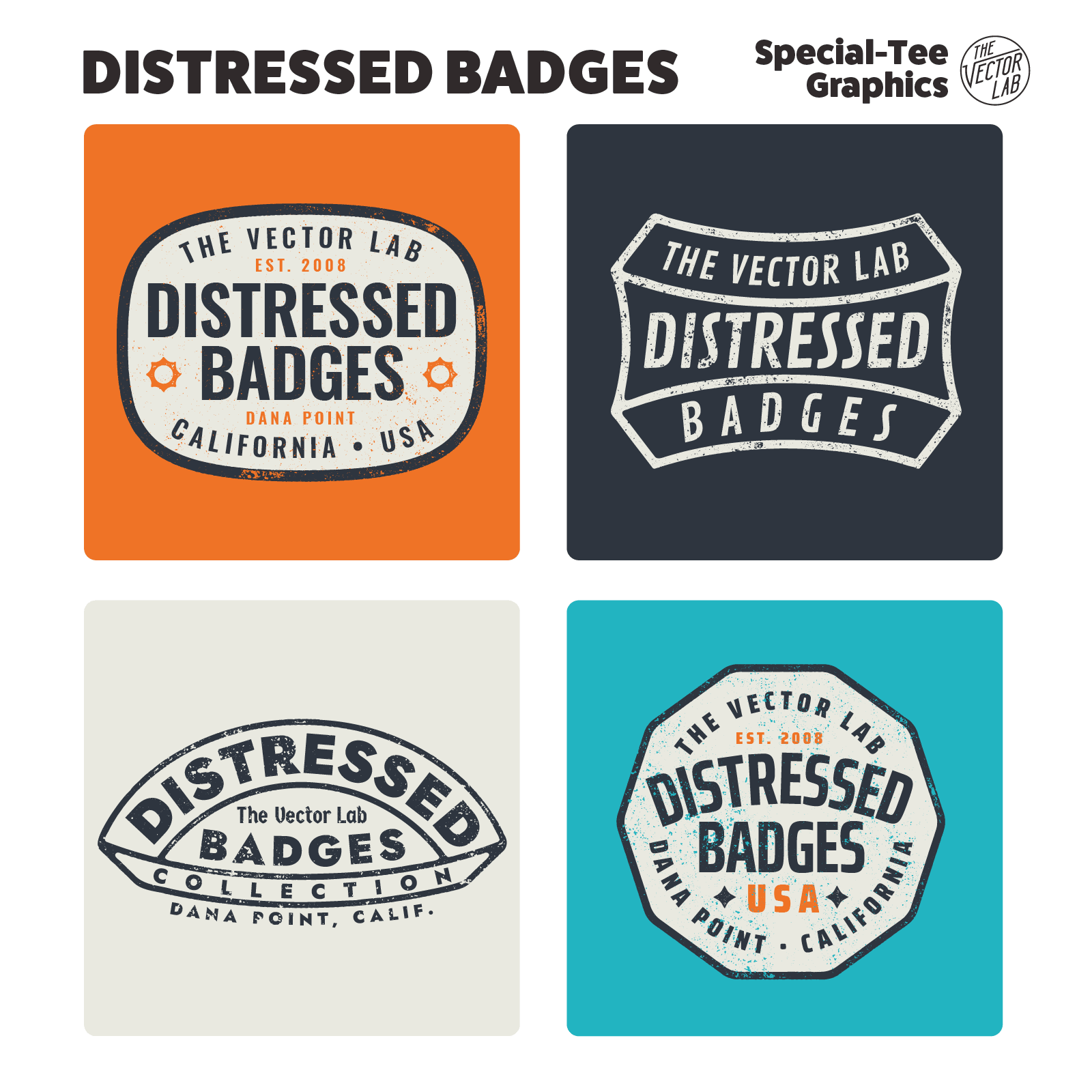 Distressed Badges Logos Icons for Adobe Affinity CorelDraw