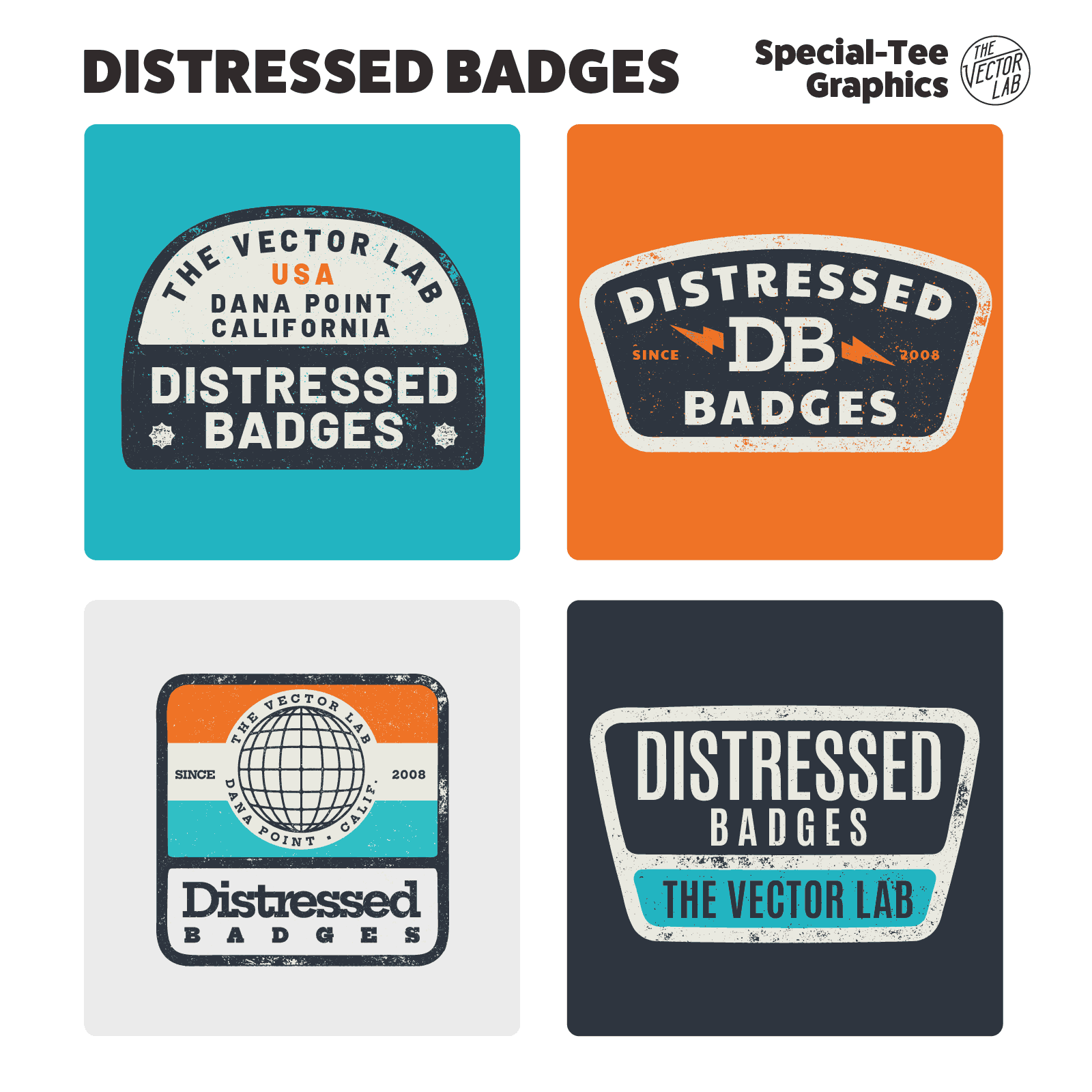 Distressed Badges Logos Icons for Adobe Affinity CorelDraw