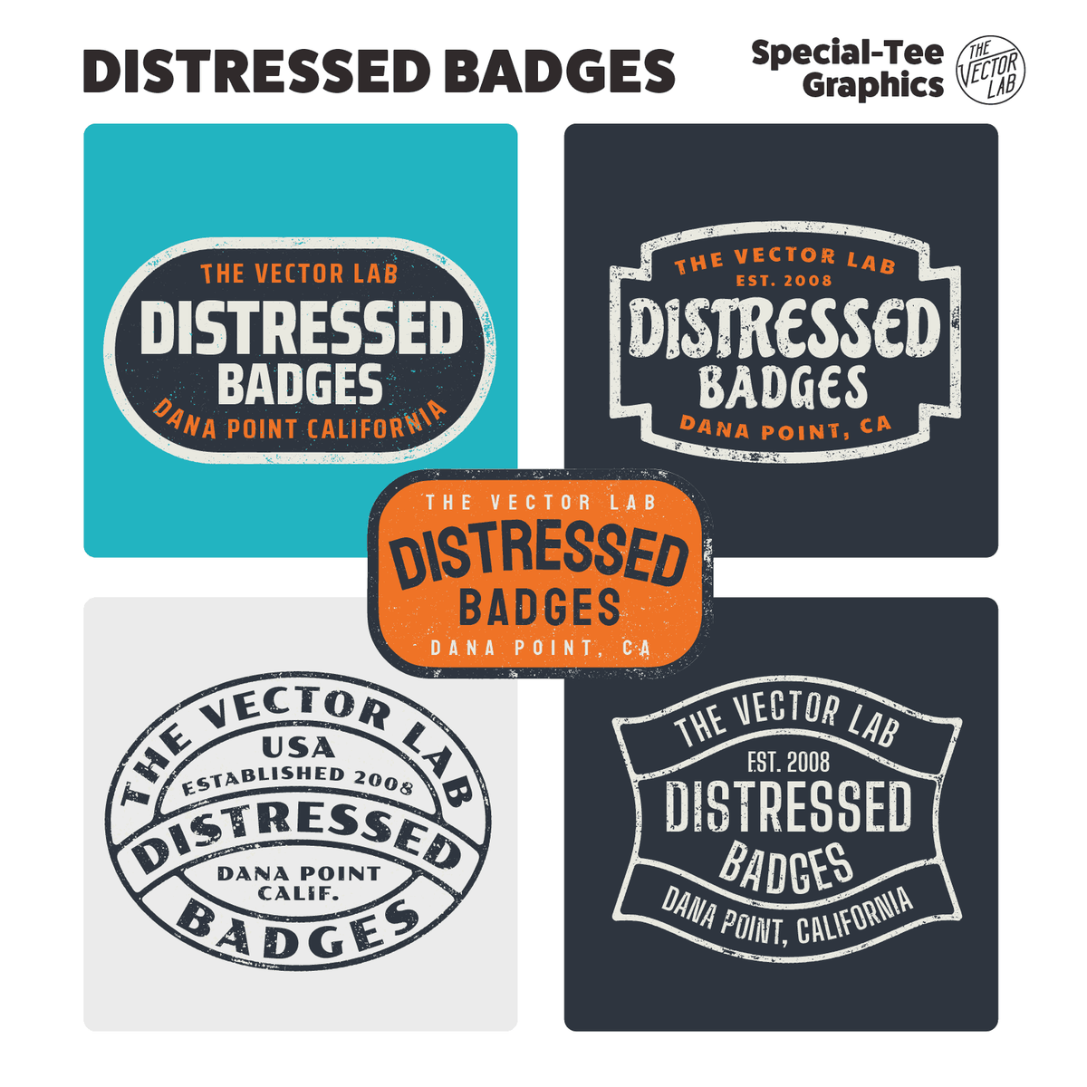 Distressed Badges Logo Templates for Adobe Affinity Corel