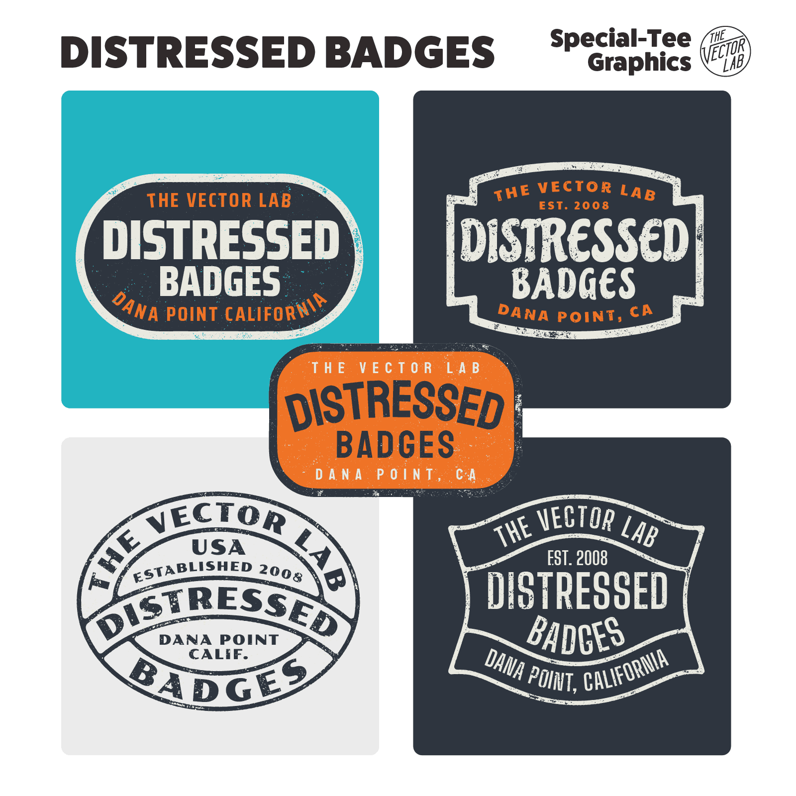 Distressed Badges Logo Templates for Adobe Affinity Corel