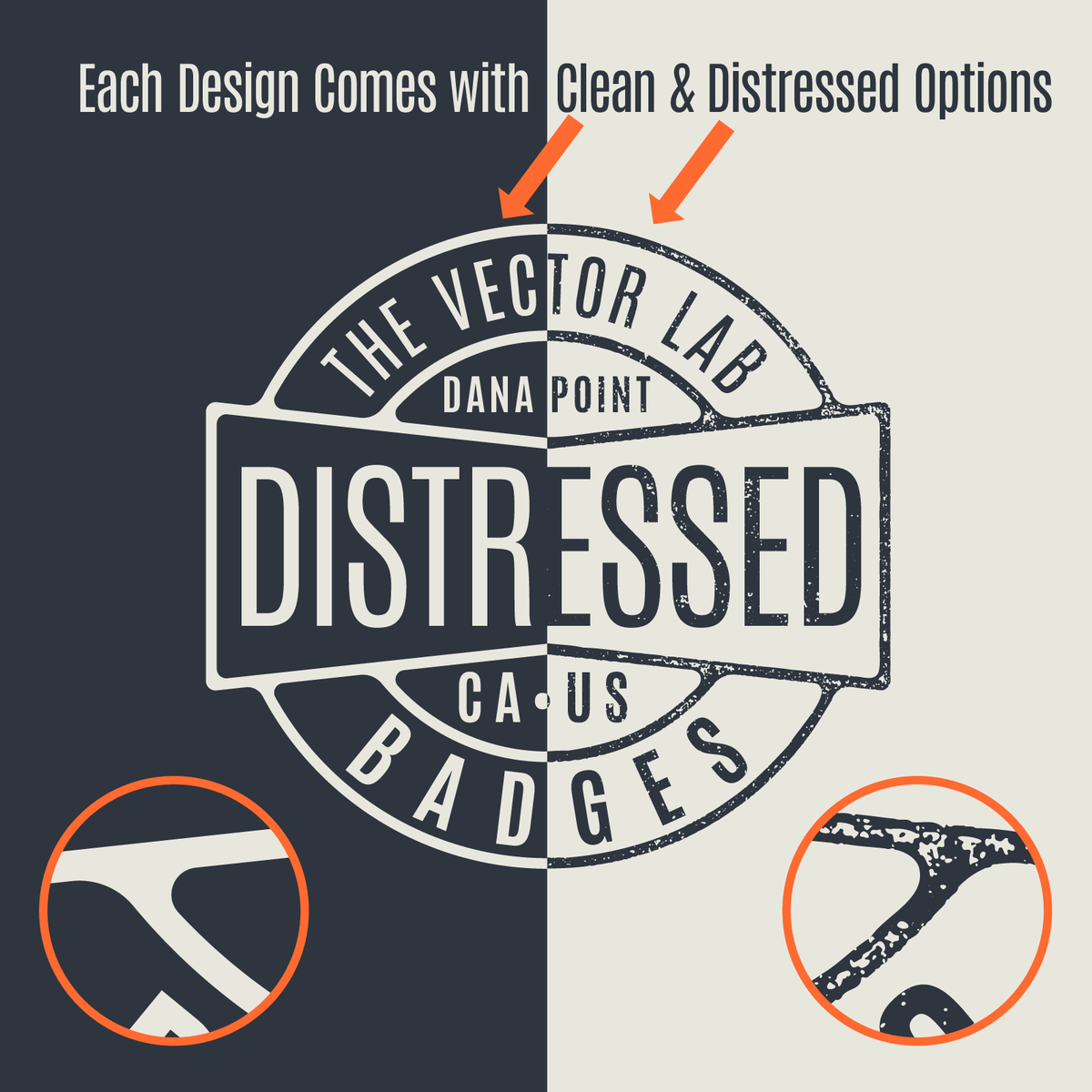 Clean Line and Distressed Badges for Adobe Affinity CorelDraw
